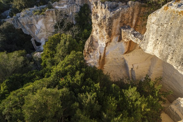 Old sandstone quarry, Sa Mola, Felanitx, Mallorca, Balearic Islands, Spain, Europe