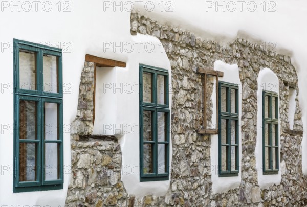 Row of Windows of a House in Szekesfehervar, Hungary Szekesfehervar, Hungary, Europe