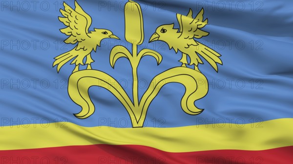 Luban City Flag, Country Belarus, Closeup View, 3D Rendering