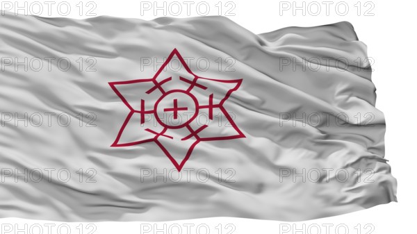 Omuta City Flag, Country Japan, Fukuoka Prefecture, Isolated On White Background