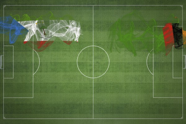 Equatorial Guinea vs Zambia Soccer Match, national colors, national flags, soccer field, football game, Competition concept, Copy space