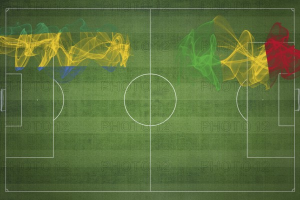 Gabon vs Mali Soccer Match, national colors, national flags, soccer field, football game, Competition concept, Copy space
