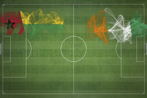 Guinea Bissau vs Ivory Coast Soccer Match, national colors, national flags, soccer field, football game, Competition concept, Copy space