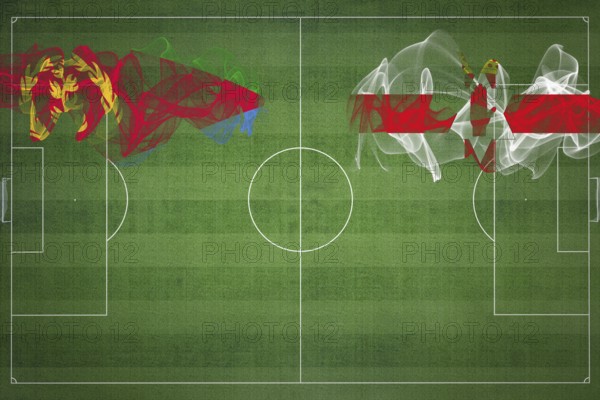 Eritrea vs Northern Ireland Soccer Match, national colors, national flags, soccer field, football game, Competition concept, Copy space