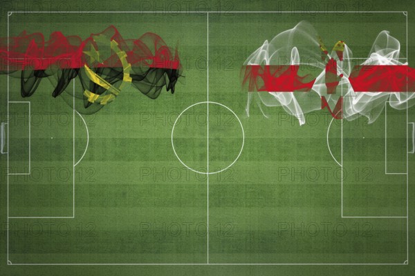 Angola vs Northern Ireland Soccer Match, national colors, national flags, soccer field, football game, Competition concept, Copy space