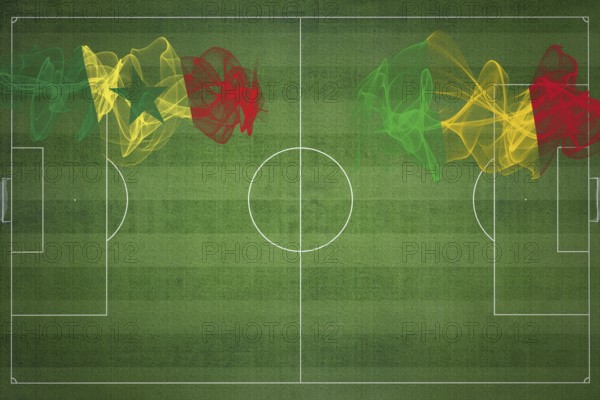 Senegal vs Mali Soccer Match, national colors, national flags, soccer field, football game, Competition concept, Copy space