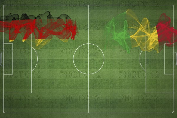 Germany vs Mali Soccer Match, national colors, national flags, soccer field, football game, Competition concept, Copy space