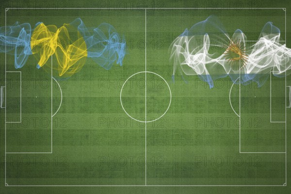 Palau vs Argentina Soccer Match, national colors, national flags, soccer field, football game, Competition concept, Copy space