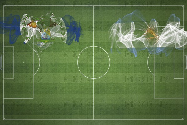 Belize vs Argentina Soccer Match, national colors, national flags, soccer field, football game, Competition concept, Copy space