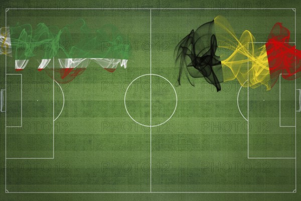Chechnya vs Belgium Soccer Match, national colors, national flags, soccer field, football game, Competition concept, Copy space