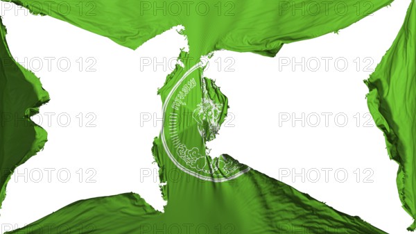 Destroyed Bangkok, capital of Thailand flag, white background, 3d rendering