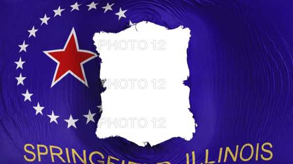 Square hole in the city of Springfield, capital of the state of Illinois flag, white background, 3d rendering