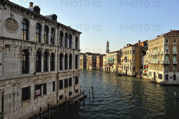 Cityscape of Venice. View from the Grand Canal to the front of the houses