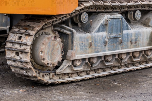 The tracks of an excavator on a construction site Austria