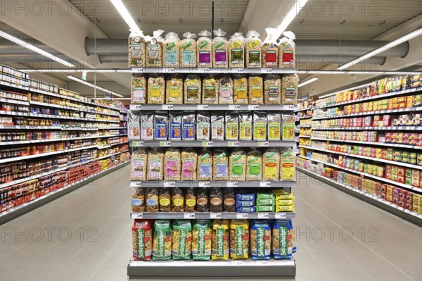 October 2023, shelf with cerials, scene in a grocery store, Schnaittach, Bavaria, Germany, Europe