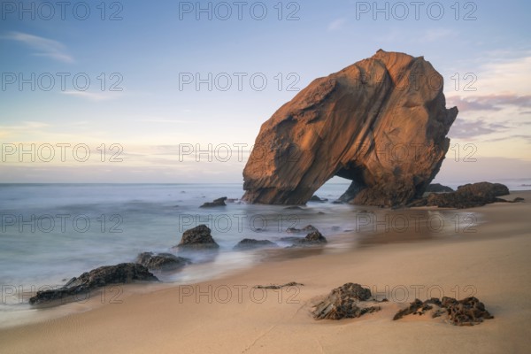 Praia de Santa Cruz beach in Portugal at sunset