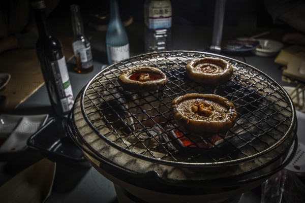 Charcoal-grilled of the image in charcoal stove. Shooting Location: Yokohama-city kanagawa prefecture