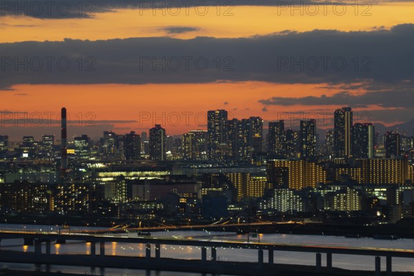 Metropolitan Expressway Central Loop Line and Tokyo Town. Shooting Location: Edogawa -ku, Tokyo