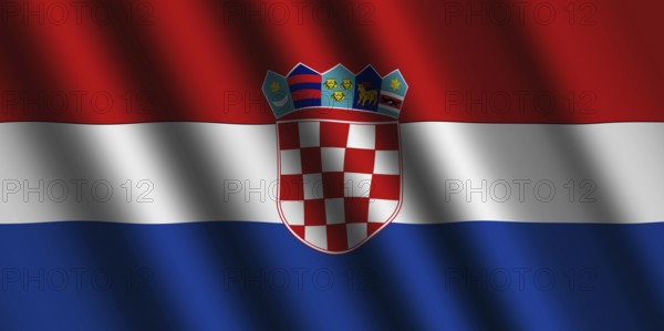 The Croatian flag flying in the wind