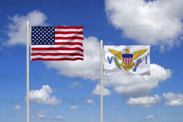 The flag of the USA and the Virgin Islands, American Virgin Islands, Studio