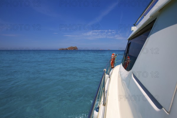 Bledes Bledas Ibiza islands view from boat side in Balearic Mediterranean