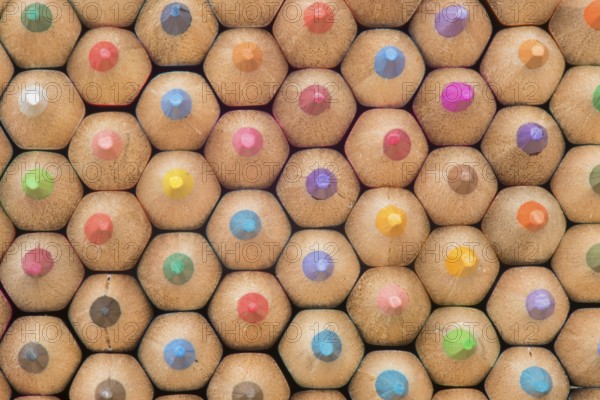Abstract composition of a set wooden colour pencils