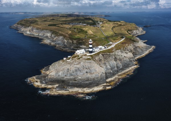 The lighthouse on the Old Head of Kinsale in County Cork of western Ireland