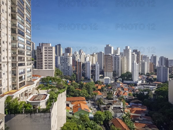 View to the skyscrapers of downtown Sao Paulo on a sunny day, Brazil, South America