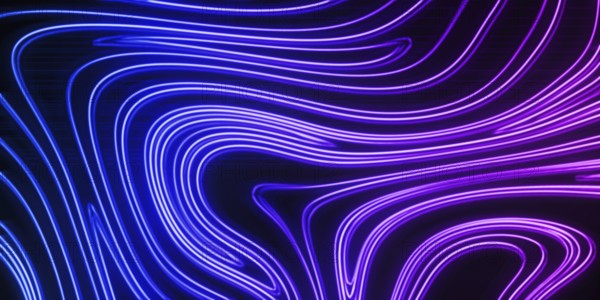 Neon Glow blue and purple lines on a dark background, Cyberpunk background