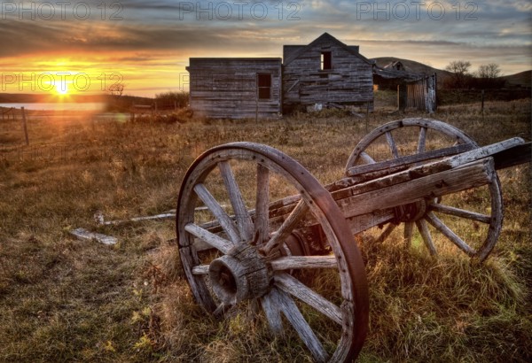 Ghost Town Galilee Saskatchewan cart wheel abandoned
