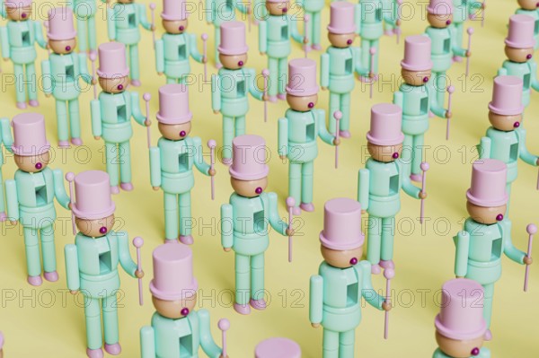 Nutcracker plastic toys flat lay arrangemant, High quality 3d illustration