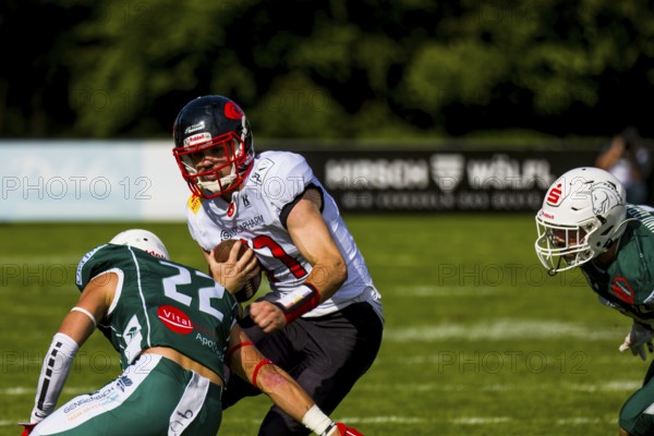 erima GFL; Schwaebisch Hall Unicorns - Saarland Hurricanes in the Optima-Sportpark Shwaebisch Hall on July 29.2023 Germany,, CONTINENT_
