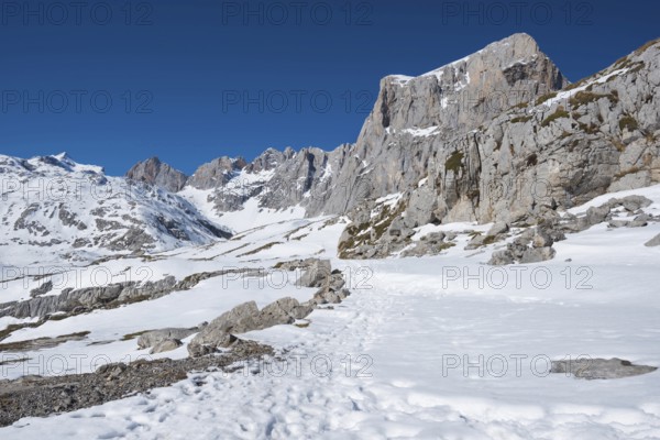 Winter Landscape in Picos de Europa mountains, Cantabria, Spain, Europe