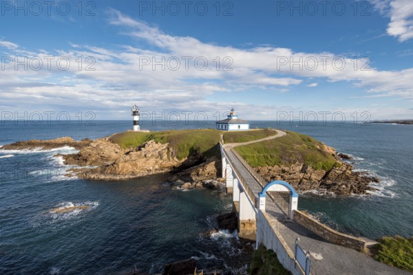 Pancha island lighthouse in Ribadeo coastline, Galicia, Spain, Europe