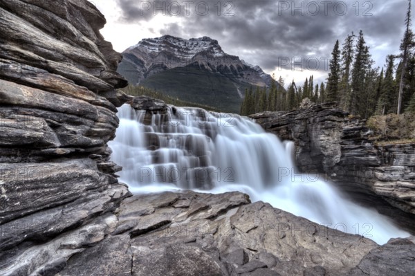 Athabasca Waterfall Alberta Canada river flow and blurred water