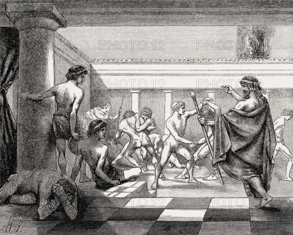 Young Spartans Exercising at the Dromos of Sparta, ancient Greece