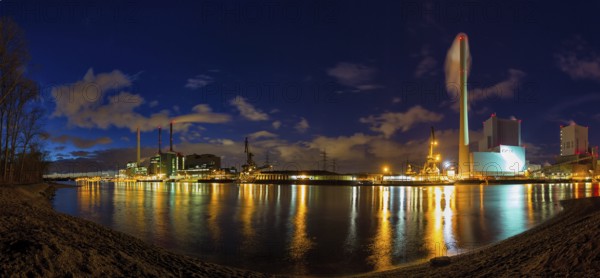 Large power plant, GKM, coal-fired power plant, Mannheim, Ebergie, electricity, economy, power plant, night shot, Mannheim, Baden-Württemberg, Federal Republic of Germany