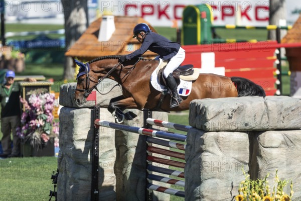 Olivier Robert of France, riding Iglesisa DV competes in the BMO Nations Cup during the CSIO Spruce Meadows, Masters, in Calgary, Alberta, Canada, North America