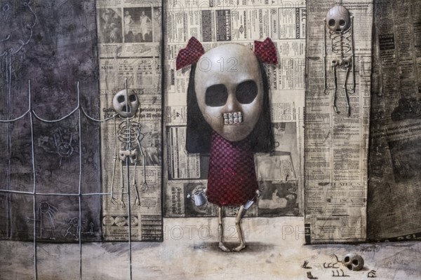 Ricard Chiang, Caseta de Paper, mixed media on wood, pollensa museum, Majorca, Balearic Islands, Spain, Europe
