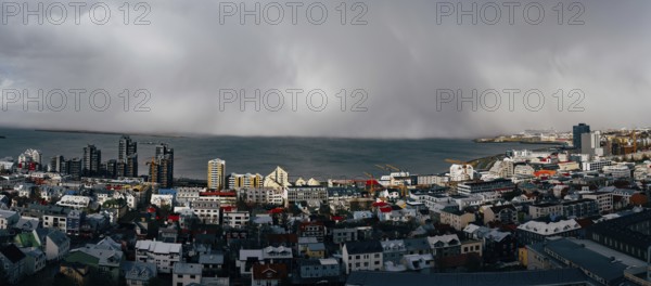 Panoramic view of downtown Reykjavik, the capital city of Iceland.