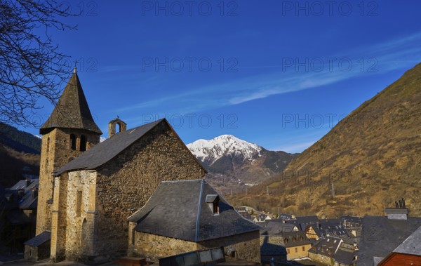 Escunhau village church in Lerida Catalonia of Aran Valley in Pyrenees Spain