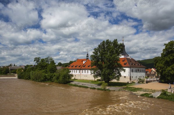 Famous Dobrichovice castle by the Berounka river