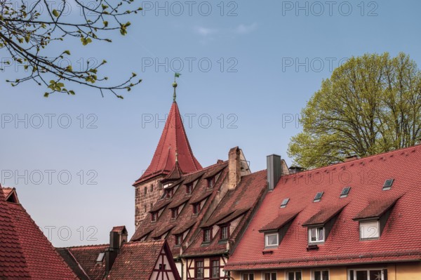 Half-timbered houses in the old town of Nuremberg, Germany, Europe