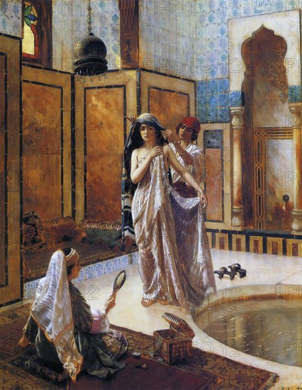 A ‘harem' is not a bordello, seraglio or brothel, but refers to the women's quarters, usually in a polygynous household, which are forbidden to men. It originated in the Near East and is typically associated in the Western world with the Ottoman Empire.<br/><br/> Female seclusion in Islam is emphasized to the extent that any unlawful breaking into that privacy is ?aram ie, 'forbidden'. A Muslim harem does not necessarily consist solely of women with whom the head of the household has sexual relations (wives and concubines), but also their young offspring, other female relatives or odalisques, which are the concubines' servants. The harem may either be a palatial complex, as in Romantic tales, in which case it includes staff (women and eunuchs), or simply their quarters, in the Ottoman tradition separated from the men's selamlik.<br/><br/> A hammam is a common bath house