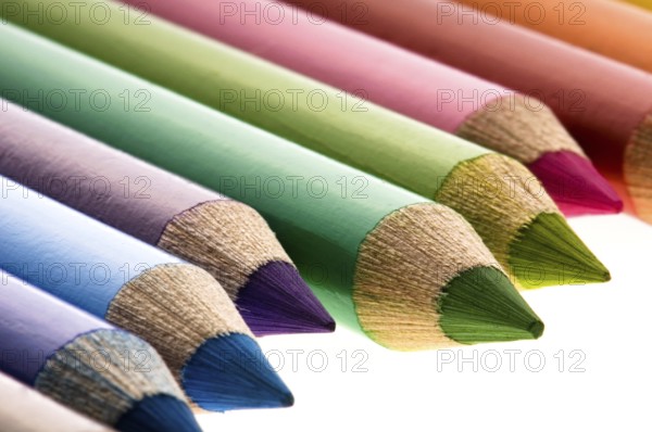 Collection of colorful pens over white background, poland