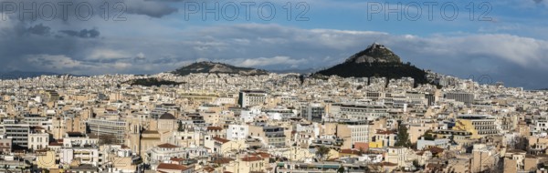 Athens, Attica, Greece, 12 26 2019 View over Athens, taken from the Acropolis hill, Europe