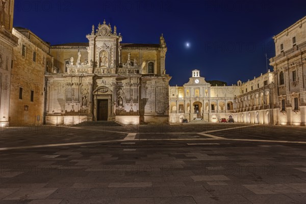 The beautiful Piazza del Duomo in Lecce, Italy, by night, Europe