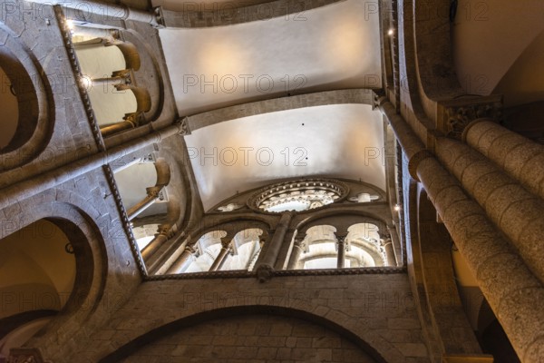 Santiago de COmpostela, Spain, July 18, 2020: Interior view of the Cathedral of Santiago. View during COVID-19 pandemic with no people, Europe