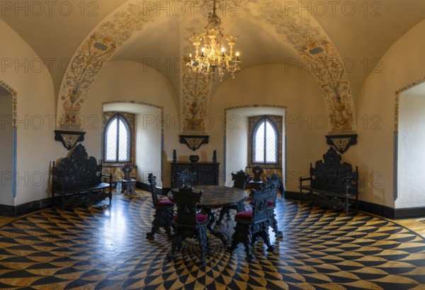Bojnice, Slovakia, 26 September, 2022: view of the historic Marble Hall in the tower of Bojnice Castle, Europe