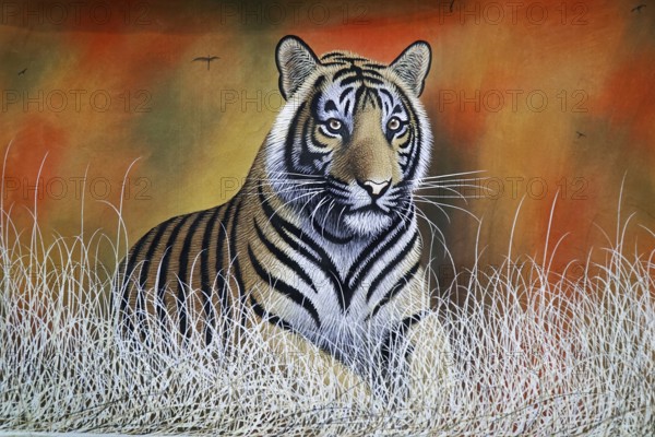 Paintings, Sale, Souvenirs, Rotel Bus, Udaipur, Rajasthan, India, Asia
